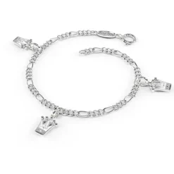 Pia&Per – SØLV – CHARMS ARMBÅND MED PRINSESSEKRONER HVIT EMALJE
