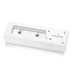 Pia&Per – SØLV – CHARMS ARMBÅND MED PRINSESSEKRONER LILLA EMALJE