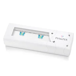 Pia&Per – SØLV – CHARMS ARMBÅND MED SOMMERFUGL TURKIS/LIME EMALJE