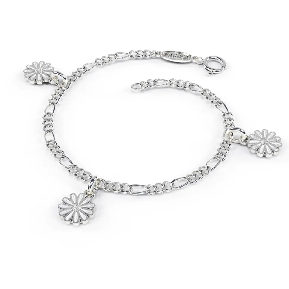 Pia&Per – SØLV – CHARMS-ARMBÅND FIGARO MØNSTER PÅ LENKE. HVIT EMALJE