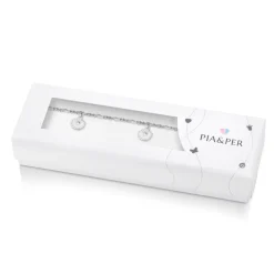 Pia&Per – SØLV – CHARMS-ARMBÅND FIGARO MØNSTER PÅ LENKE. HVIT EMALJE