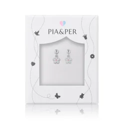 Pia&Per – SØLV – ØREHENG, BLOMST HVIT EMALJE (mini)