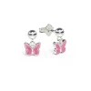 Pia&Per – SØLV – ØREHENG, SOMMERFUGL ROSA EMALJE (mini)