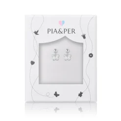 Pia&Per – SØLV – ØREHENG, SOMMERFUGL HVIT EMALJE (mini)