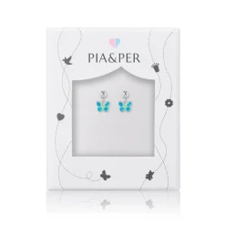 Pia&Per – SØLV – ØREHENG, SOMMERFUGL LIME EMALJE (mini)
