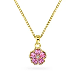 Prins & Prinsesse by Gulldia – Halssmykke i forgylt sølv, rosa blomst