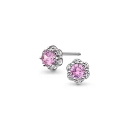 Prins & Prinsesse by Gulldia – Ørepynt i sølv med rosa zirkonia, blomst