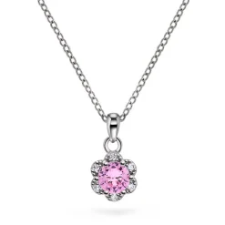 Prins & Prinsesse by Gulldia – Halssmykke i sølv med rosa zirkonia, blomst