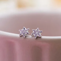 Prins & Prinsesse by Gulldia – Ørepynt i sølv med rosa blomst