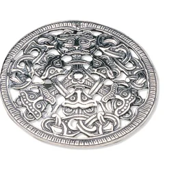 SAGA-sølv-BROSJE-oksidert-«skjold»diameter 6,5 cm
