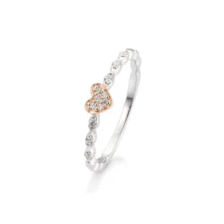 Saint Maurice – Hjerte Ring I Hvitt Gull Med Diamanter 0,123 ct