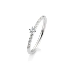 Saint Maurice – Solitaire Ring Pavé i hvitt gull med seks klør og diamant 0,17 ct.