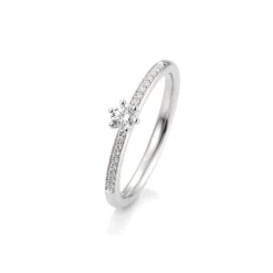 Saint Maurice – Solitaire Ring Pavé i hvitt gull med seks klør og diamant 0,23 ct.