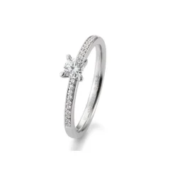 Saint Maurice – Solitaire Ring Pavé i hvitt gull med diamant 0,35 ct.