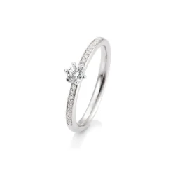 Saint Maurice – Solitaire Ring Pavé i hvitt gull med seks klør og diamant 0,29 ct.