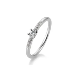 Saint Maurice – Solitaire Ring Pavé i hvitt gull med diamant 0,15 ct.