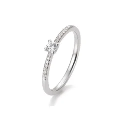 Saint Maurice – Solitaire Ring Pavé i hvitt gull med diamant 0,17 ct.
