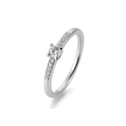 Saint Maurice – Solitaire Ring Pavé i hvitt gull med diamant 0,215 ct.