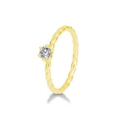Saint Maurice – Tvunnet Ring I Gult Gull Med Diamant 0,20 ct