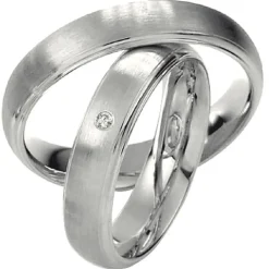 Saint Maurice – Twin Set giftering i hvitt gull – 5 mm – Damemodell med diamanter