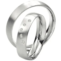 Saint Maurice – Twin Set giftering i hvitt gull – 5 mm – Damemodell med diamanter