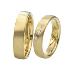 Saint Maurice – Twin Set giftering i gult gull – 5 mm – Damemodell med diamanter