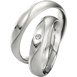 Saint Maurice – Twin Set giftering i hvitt gull – 5 mm – Damemodell med diamanter