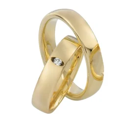Saint Maurice – Twin Set giftering i gult gull – 5 mm – Damemodell med diamanter