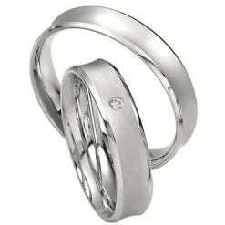Saint Maurice – Twin Set giftering i hvitt gull – 5 mm – Damemodell med diamanter