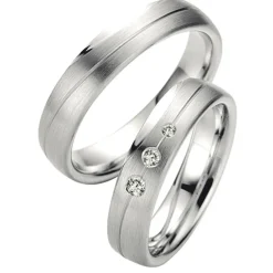 Saint Maurice – Twin Set giftering i hvitt gull – 5 mm – Damemodell med diamanter