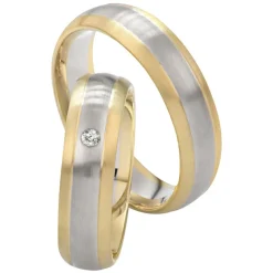 Saint Maurice – Twin Set giftering i gult og hvitt gull – 6 mm – Damemodell med diamanter