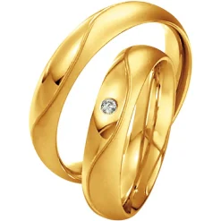 Saint Maurice – Twin Set giftering i gult gull – 5 mm – Damemodell med diamanter