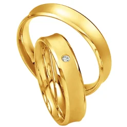 Saint Maurice – Twin Set giftering i gult gull – 5 mm – Damemodell med diamanter