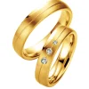 Saint Maurice – Twin Set giftering i gult gull – 5 mm – Damemodell med diamanter