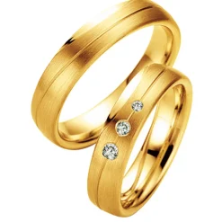 Saint Maurice – Twin Set giftering i gult gull – 5 mm – Damemodell med diamanter