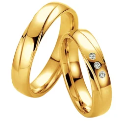 Saint Maurice – Twin Set giftering i gult gull – 5 mm – Damemodell med diamanter