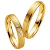 Saint Maurice – Twin Set giftering i gult gull – 4 mm – Damemodell med diamanter