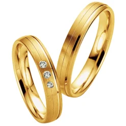 Saint Maurice – Twin Set giftering i gult gull – 4 mm – Damemodell med diamanter