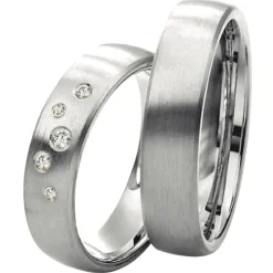 Saint Maurice – Twin Set giftering i hvitt gull – 5,5 mm – Damemodell med diamanter