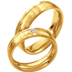 Saint Maurice – Twin Set giftering i gult gull – 5,5 mm – Damemodell med diamanter
