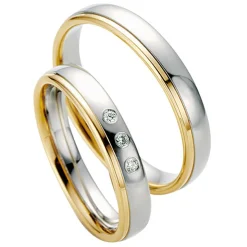 Saint Maurice – Twin Set giftering i gult og hvitt gull – 4 mm – Damemodell med diamanter
