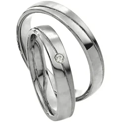 Saint Maurice – Twin Set giftering i hvitt gull – 4 mm – Damemodell med diamanter