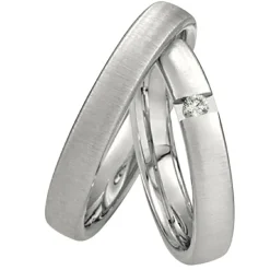 Saint Maurice – Twin Set giftering i hvitt gull – 4 mm – Damemodell med diamanter