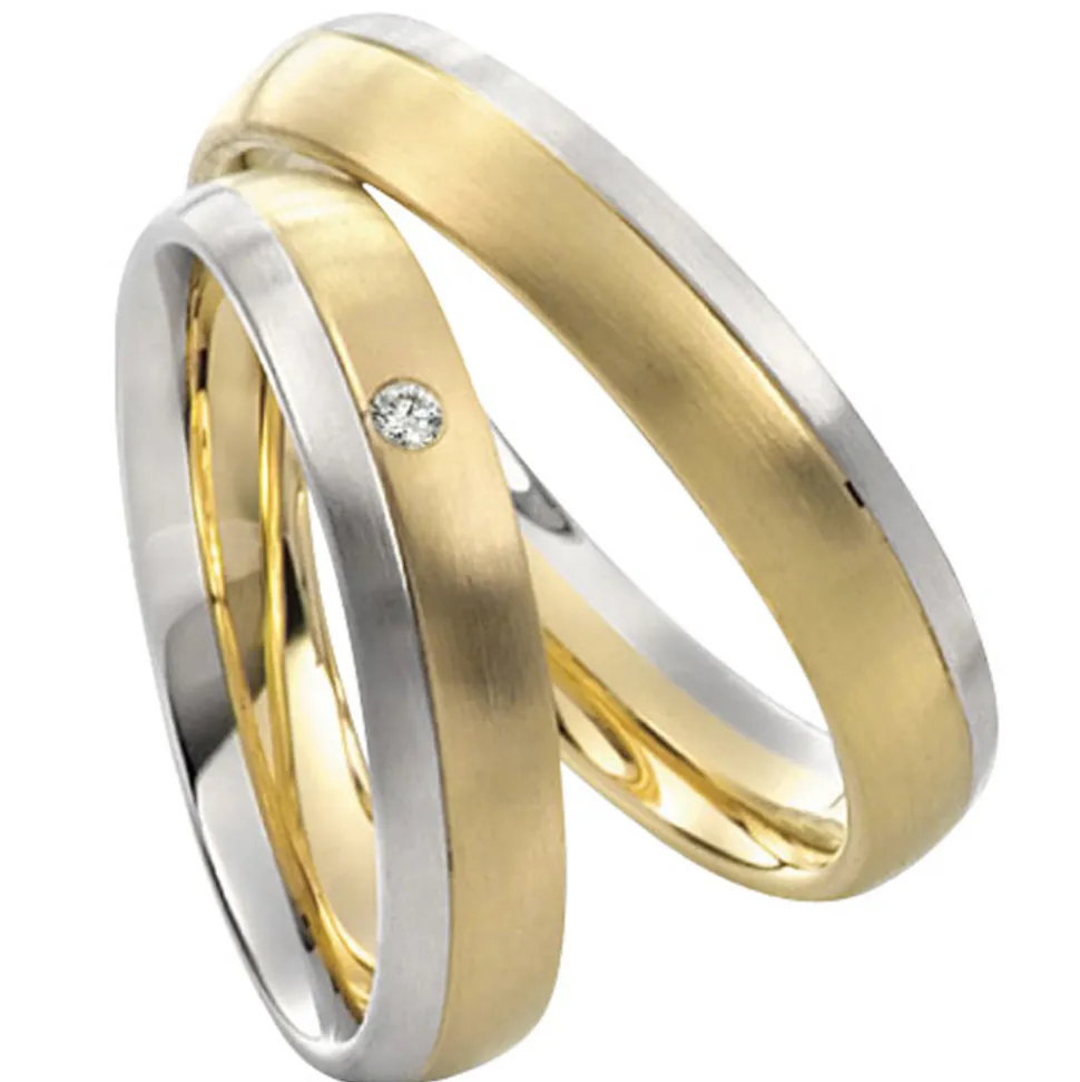 Saint Maurice – Twin Set giftering i gult og hvitt gull – 4,5 mm – Damemodell med diamanter