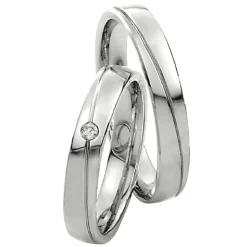 Saint Maurice – Twin Set giftering i hvitt gull – 4 mm – Damemodell med diamanter