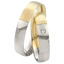 Saint Maurice – Twin Set giftering i gult og hvitt gull – 4,5 mm – Damemodell med diamanter