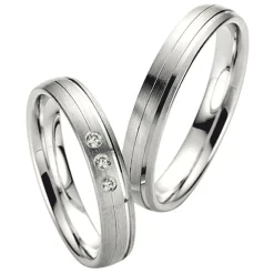 Saint Maurice – Twin Set giftering i hvitt gull – 4 mm – Damemodell med diamanter