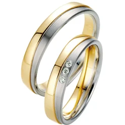 Saint Maurice – Twin Set giftering i gult og hvitt gull – 4,5 mm – Damemodell med diamanter