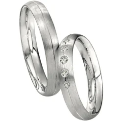 Saint Maurice – Twin Set giftering i hvitt gull – 4 mm – Herremodell
