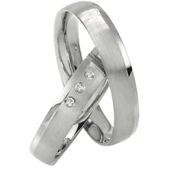 Saint Maurice – Twin Set giftering i hvitt gull – 4,5 mm – Damemodell med diamanter